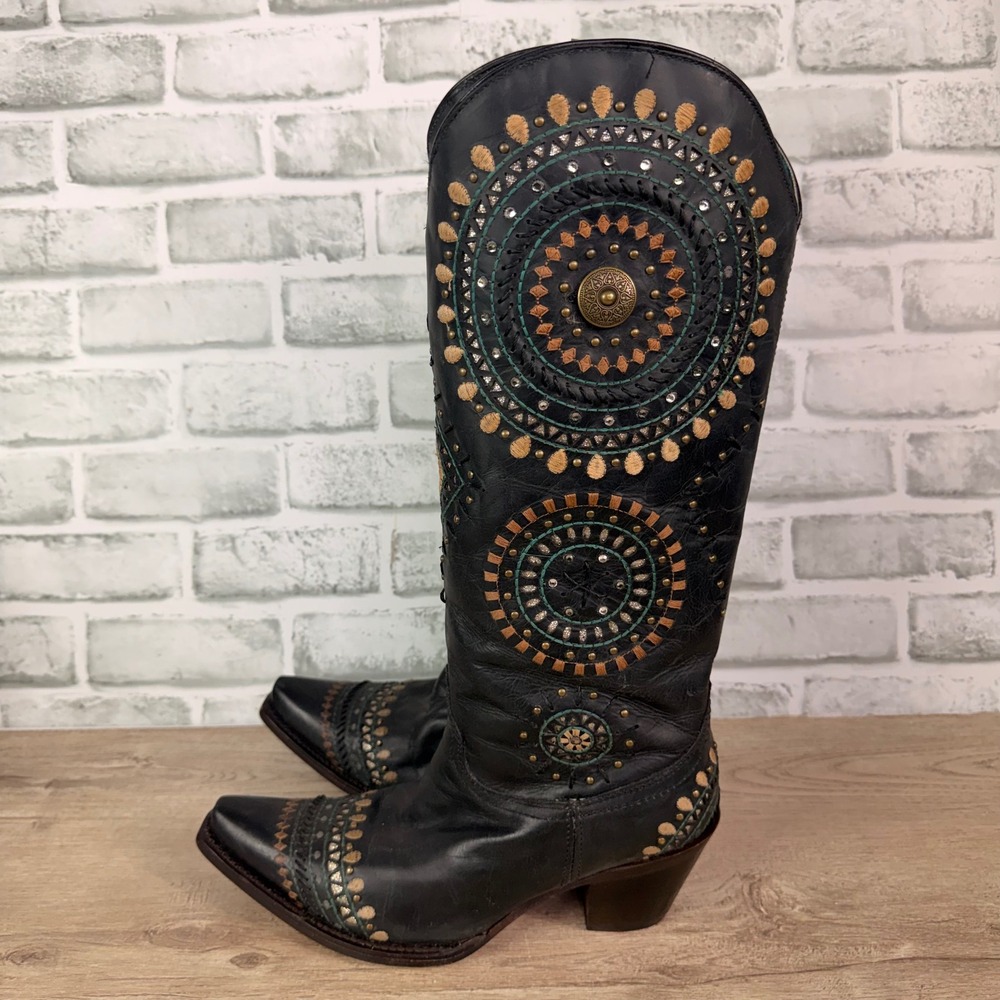 Corral Embroidered Studded Leather Western Boots Womens 9 - Picture 2 of 8